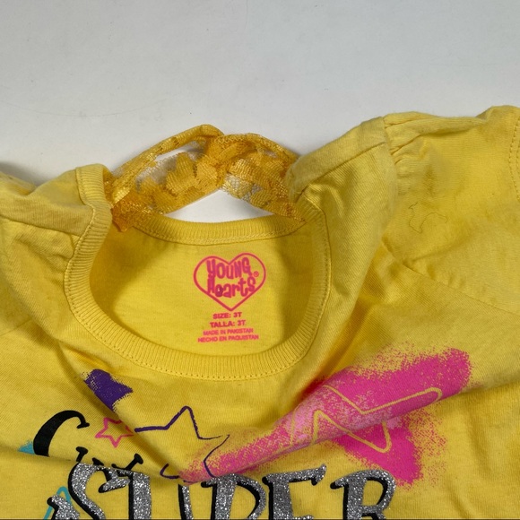 NWOT yellow tunic top with hi-low lace peplum and back neck detail Size 3T - Picture 4 of 8